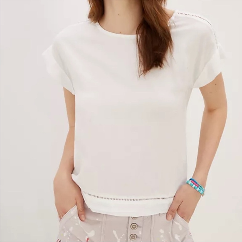 Anthropologie White Short Sleeve Tee